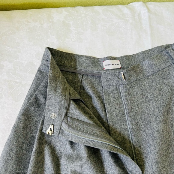 NWOT Magda Butrym Wool Blend Pleated Wide Leg Trousers 34 XS - Picture 4 of 8